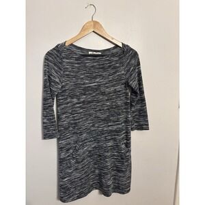 Hollister Women's Heathered Gray Knit Mini‎ Dress 3/4 Sleeve Pockets Size Small
